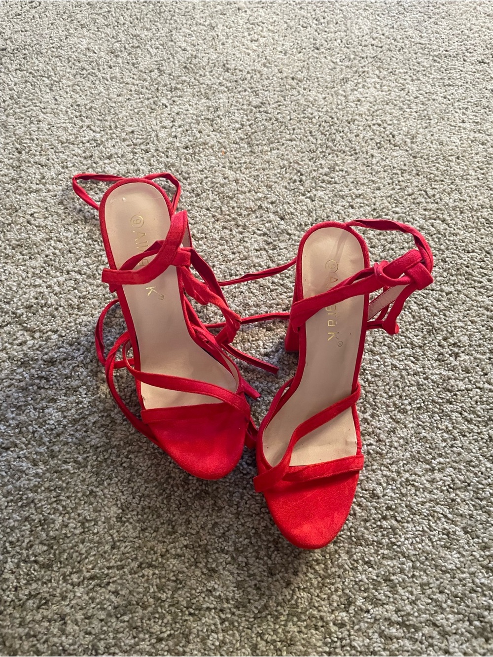Allegra K Red Strappy Lace-Up Womens Heels